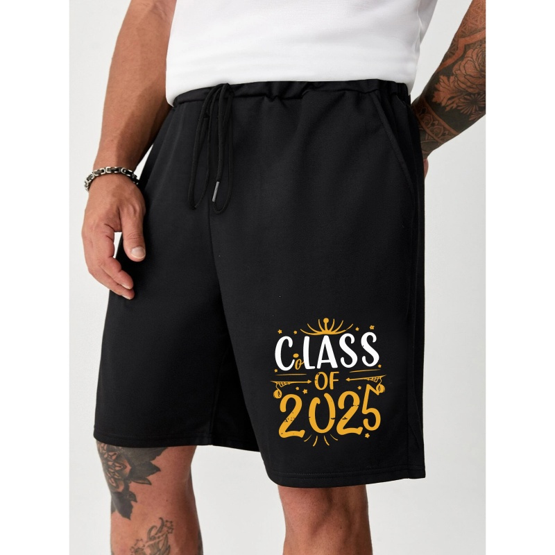 

Men's Retro Style Letter Print "class Of 2025" Crew Neck And Short Sleeve T-shirt, Casual And Chic Tops For Summer Leisurewear