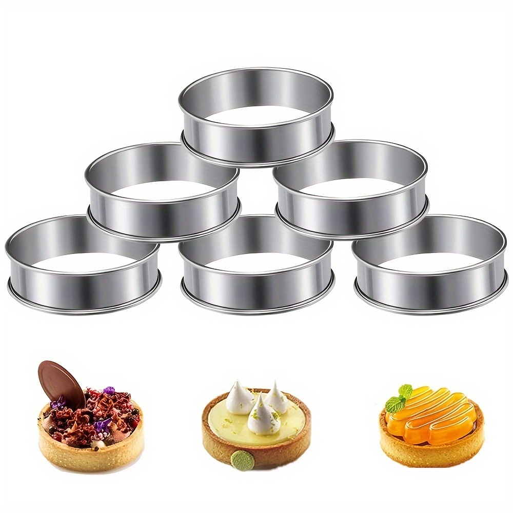 

6pcs, English Muffin Rings, Stainless Steel Crumpet Rings, Tart Rings For Baking, Double Rolled Nonstick Round Cake Ring, Metal Pastry Ring Mold For Dessert Food Making Tool