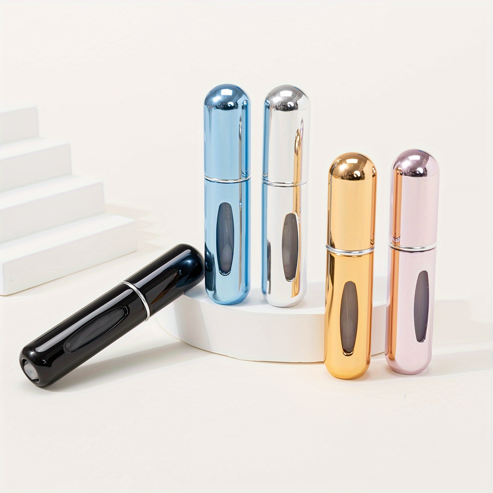 

5pcs Unscented Bpa-free Portable Refillable Cosmetic Spray Bottles - Travel-friendly Bottom-filling Perfume Atomizer Set