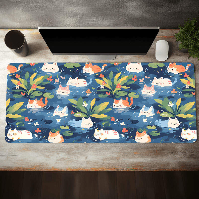 

Anime Cute Cat Swimming Mouse Pad Extended Large Mouse Mat For Computer Pc Laptop, Non-slip Rubber Base Mouse Mat For Office Laptop Desk Pad For Office And Home
