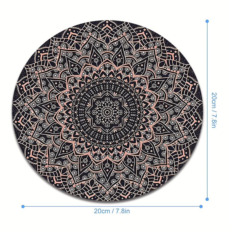 Mandala Flowers Round Mouse Pad,aesthetic Mouse Pad With Design, Non-slip Rubber Base Mousepad,small Size 7.9inch For Office