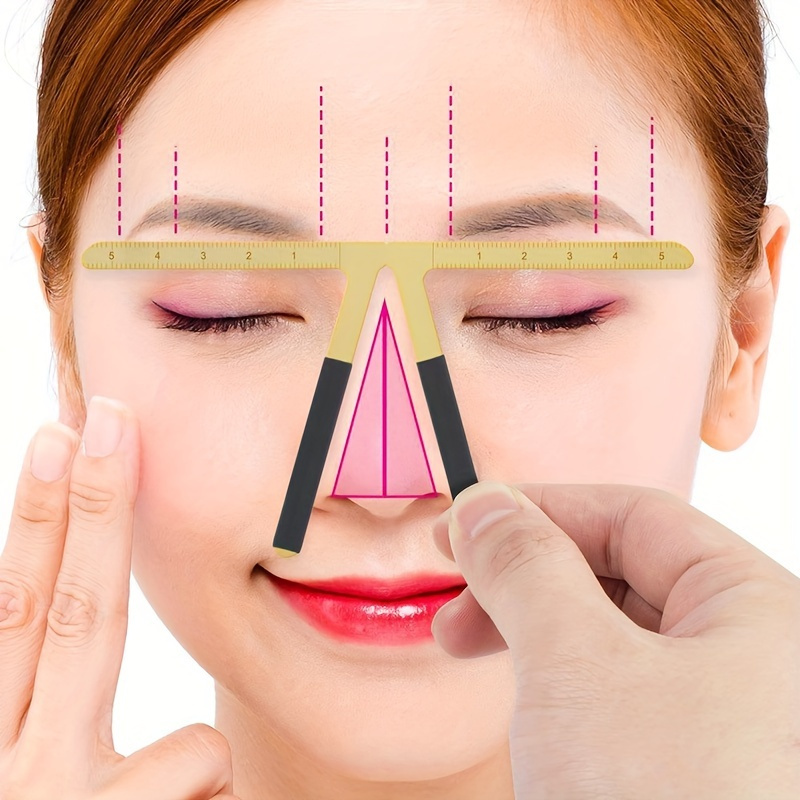 

1pc Metal Eyebrow Ruler Tool 3 Point Positioning Balance Eyebrow Tattoo Ruler 9 Eyebrow Shapes Eyebrow Drawing Tool