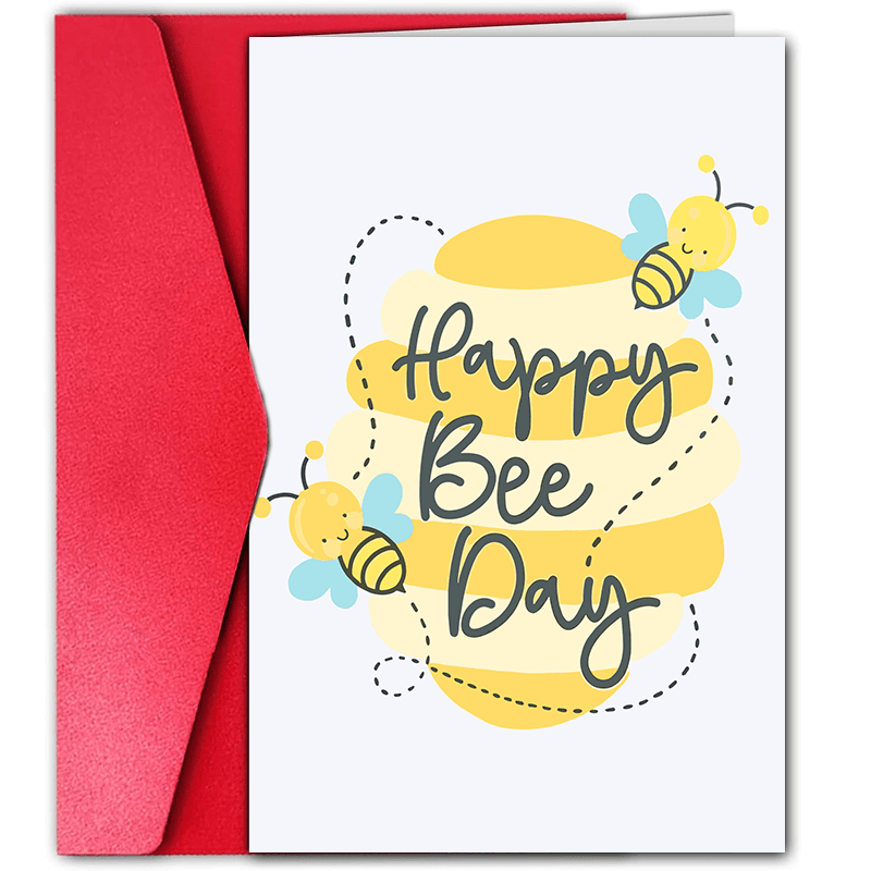 

1pc "-day" Birthday Card With - Bee And Honeycomb Design, Ideal For Family & Friends, Fun Cartoon Style Greeting Card, Funny Birthday Cards