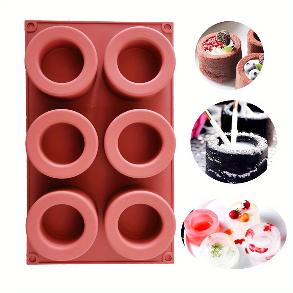 

1pc 6 Cavity Convex Cups Silicone Mousse Cake Mold Round Cup Candle Muffin Cup Mold Hollow Pudding Mold