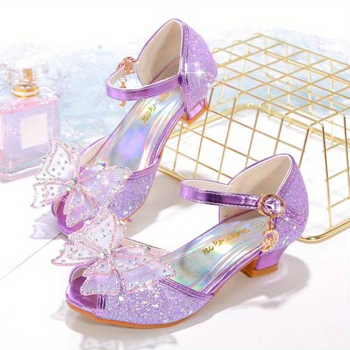 zomer 2024 meisjes sandalen met open teen in koreaanse met strass-vlinder en hoogteverhogende voor kleine meisjes, scholieren en prinsessen