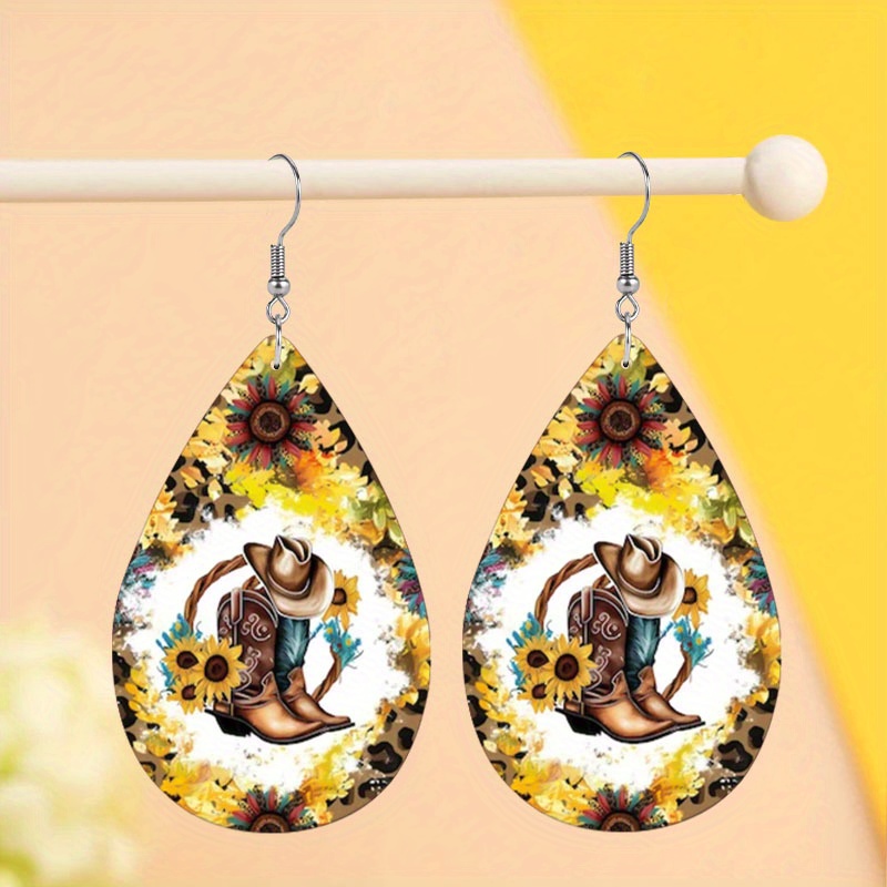 Boucles d'oreilles en or pour bottes et chapeau de cow-girl