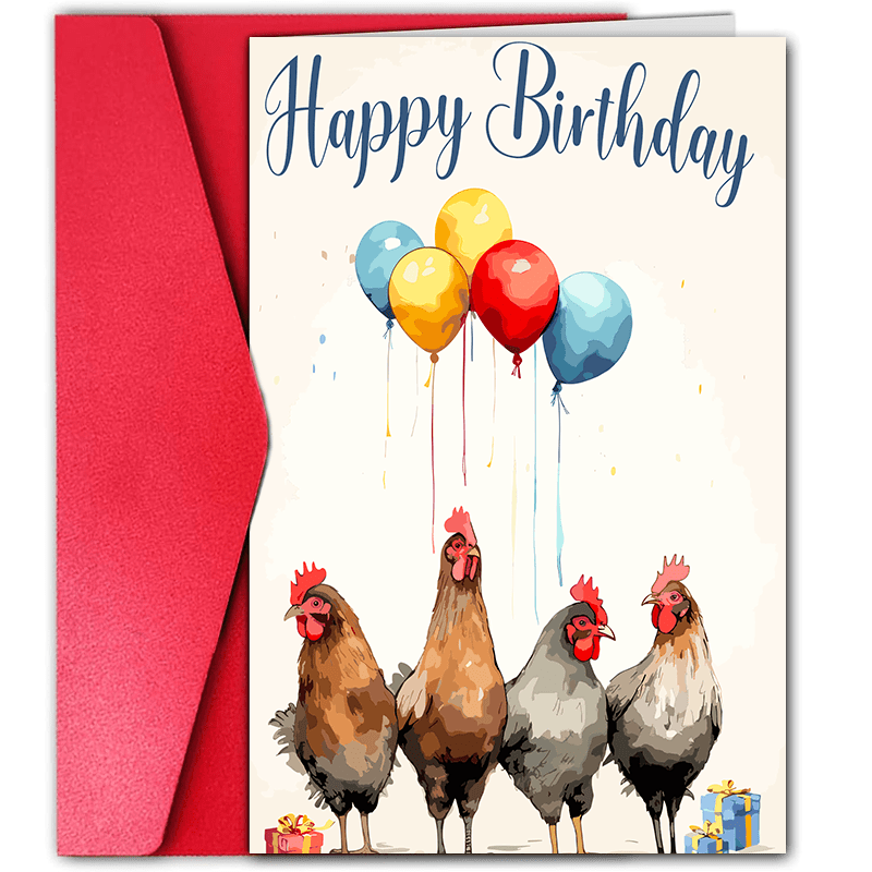 

1pc Funny Birthday Card, Creative 4 Rooster Pattern Greeting Card, Best Gift For Friends Family