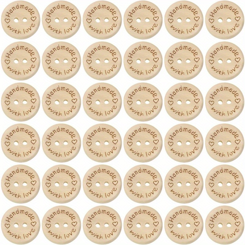 Image of 100pcs Of 15mm Wooden Buttons , Featuring 2 Holes, Perfect For Sewing, Crochet, Knitting, Scrapbooking, And Decorating Clothing, Hats, And Sweaters