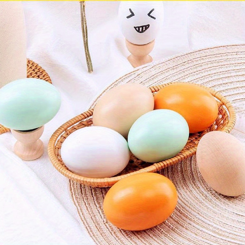 

2pcs, Handcrafted Wooden Eggs, Rustic Fake Chicken Eggs For Diy Crafts, Graffiti, And Home Decor, Solid Wood Prank Props For Outdoor Display