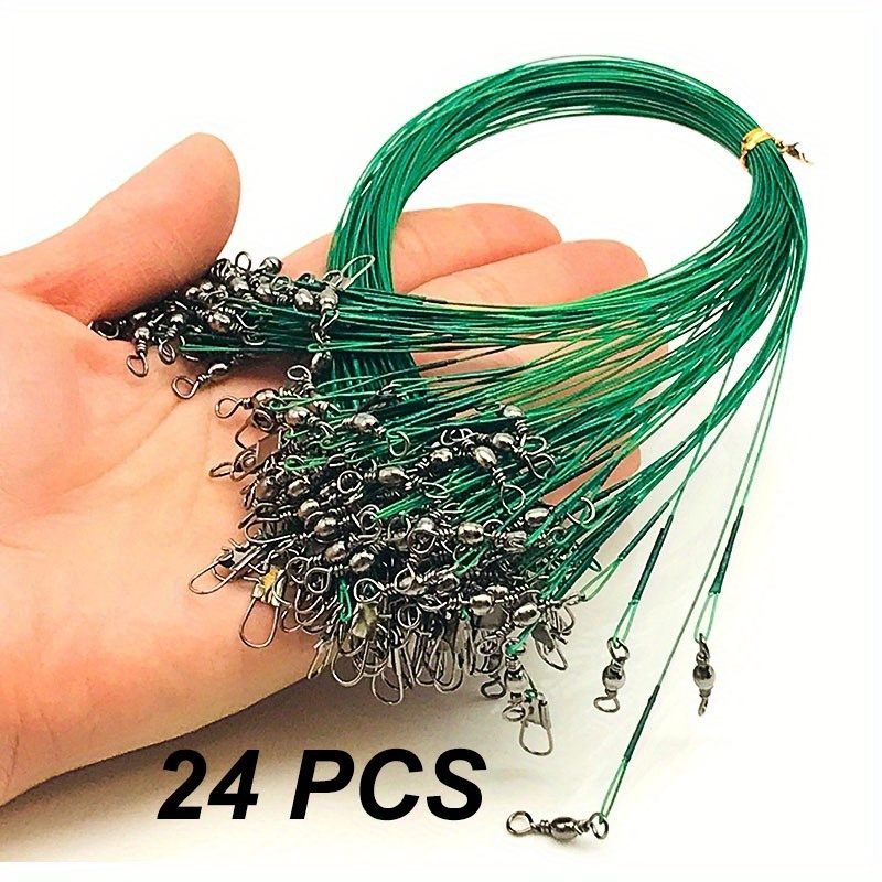 

24pcs Steel Wire Fishing Lead With Swivel And Snapback Fishing Front Lead, 15cm/20cm/25cm/30cm