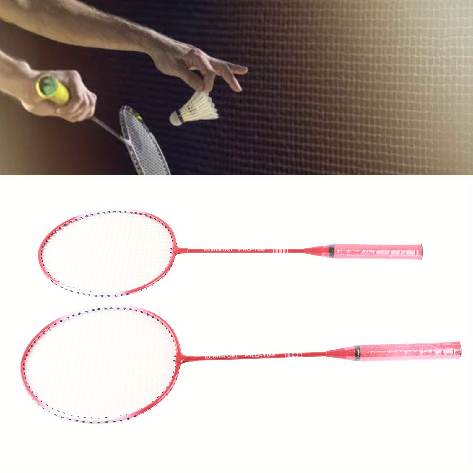 

1set, Badminton Rackets For 2 Players, Iron Alloy Badminton Rackets Set For Outdoor Sports Training