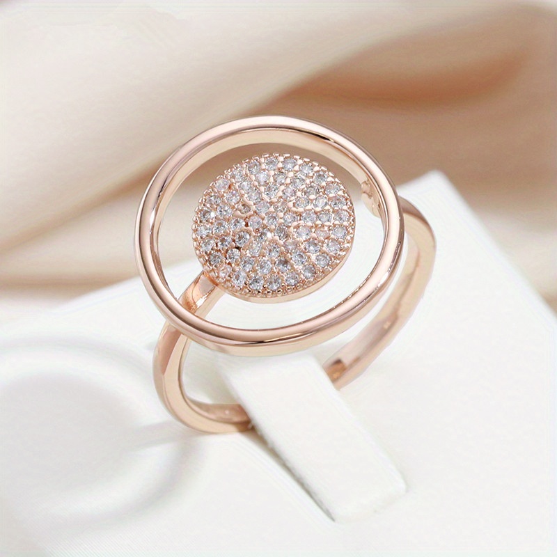 

Luxurious Golden-tone Zirconia Ring - , & Women's Gifts, Winter, New Year