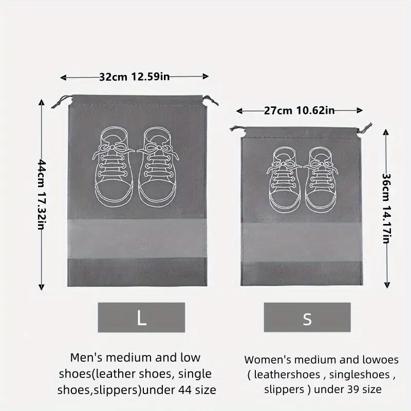 Sacchetti Per Scarpe Da Viaggio - 5 Pezzi Impermeabili E Antipolvere | Nero - Foto 7