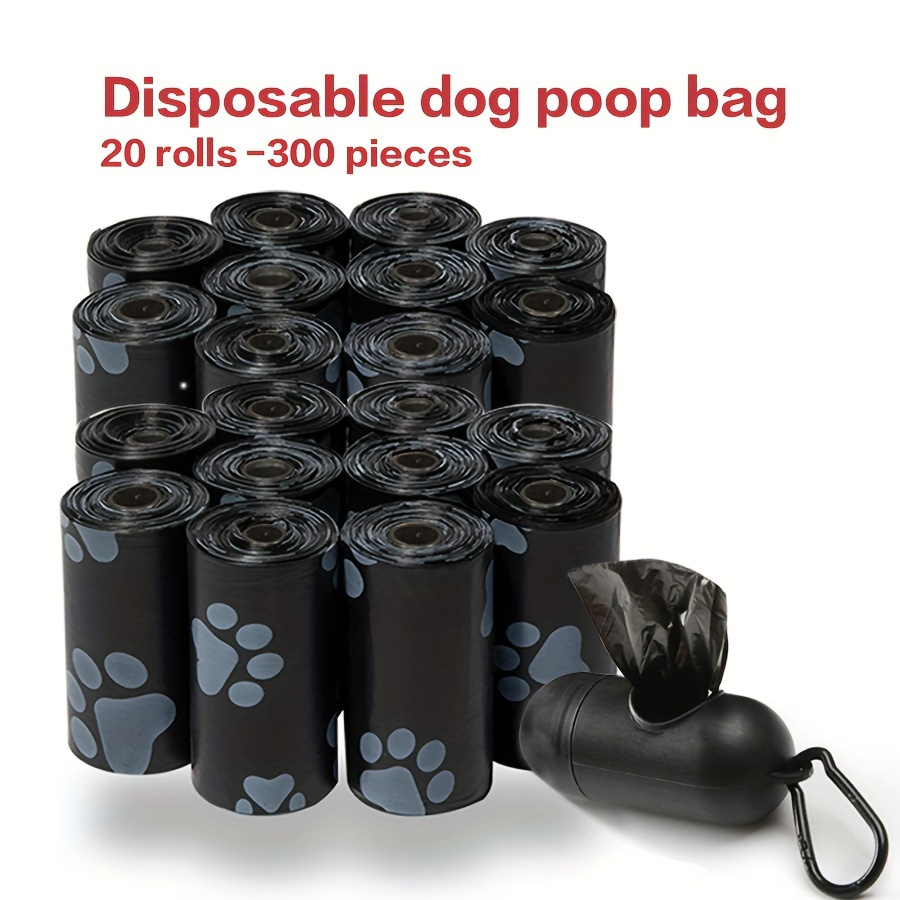 

20rolls/300 Bags Paw Print Dog Poop Bags, Leak Proof Durable Pet Garbage Bag Refill Rolls With Dispenser Box