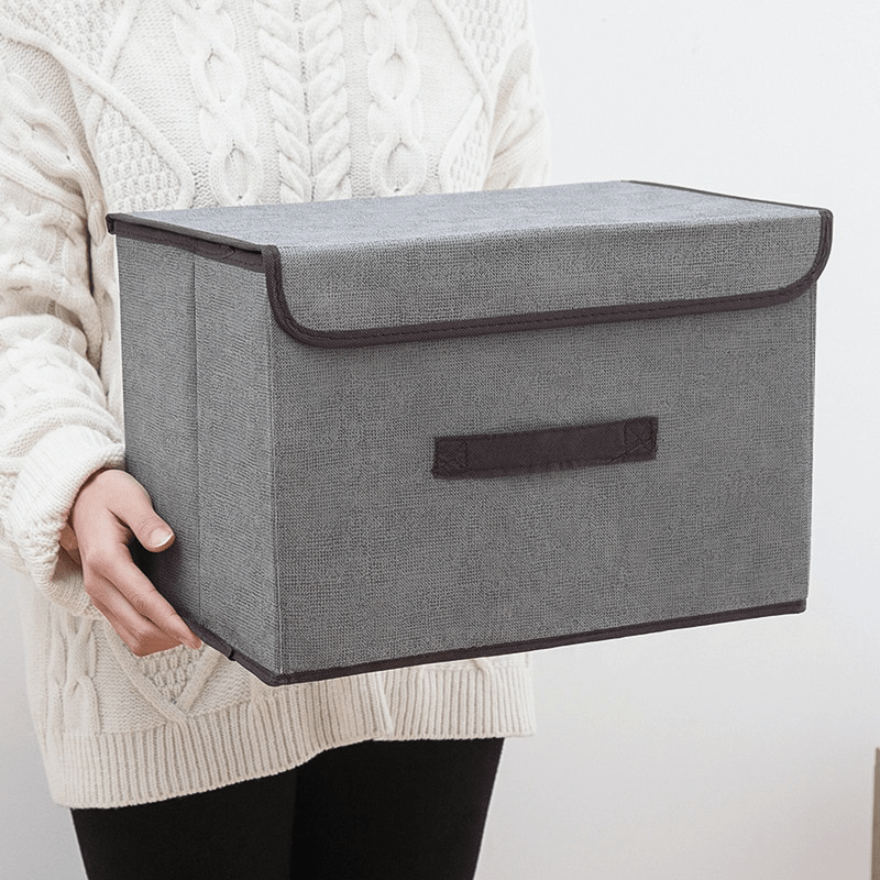 

1pc Foldable Gray Fabric Storage Box - Polished Finish, Ideal For Clothes, Underwear, Socks, Toys & Cosmetics Organizer