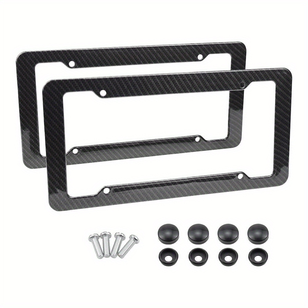 TEMU 2pcs Universal Carbon Fiber Pattern Car License Plate Frame Cover Holder Accessories