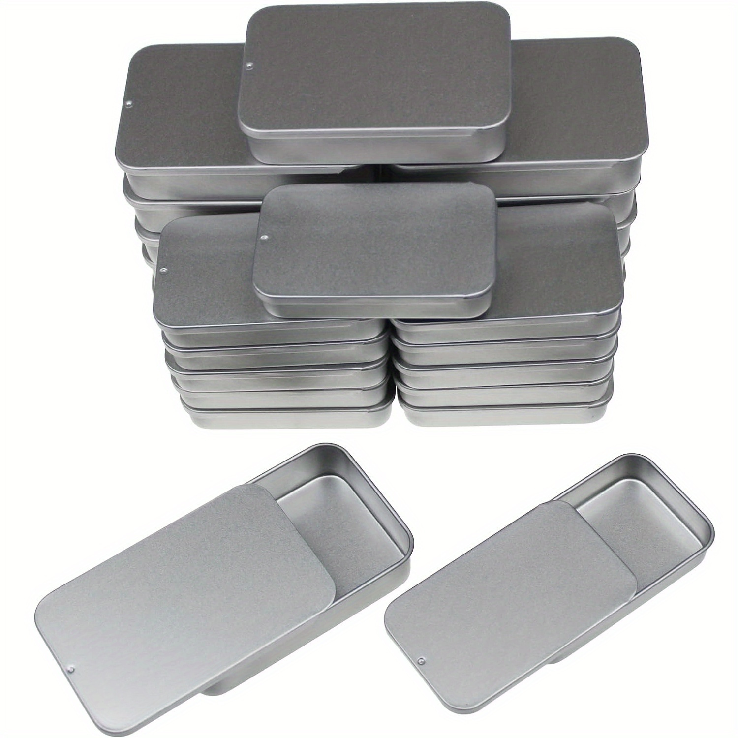 

10pcs Slide Top Tin Containers For Lip Balm, Crafts, Storage Kit, Portable Metal Storage Box For Home And Travel Use