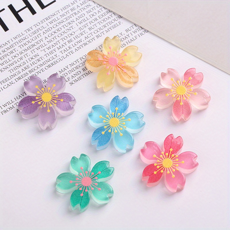 

20pcs Luminous Flower Resin Small Flower Charms For Phone Case Jewelry Making