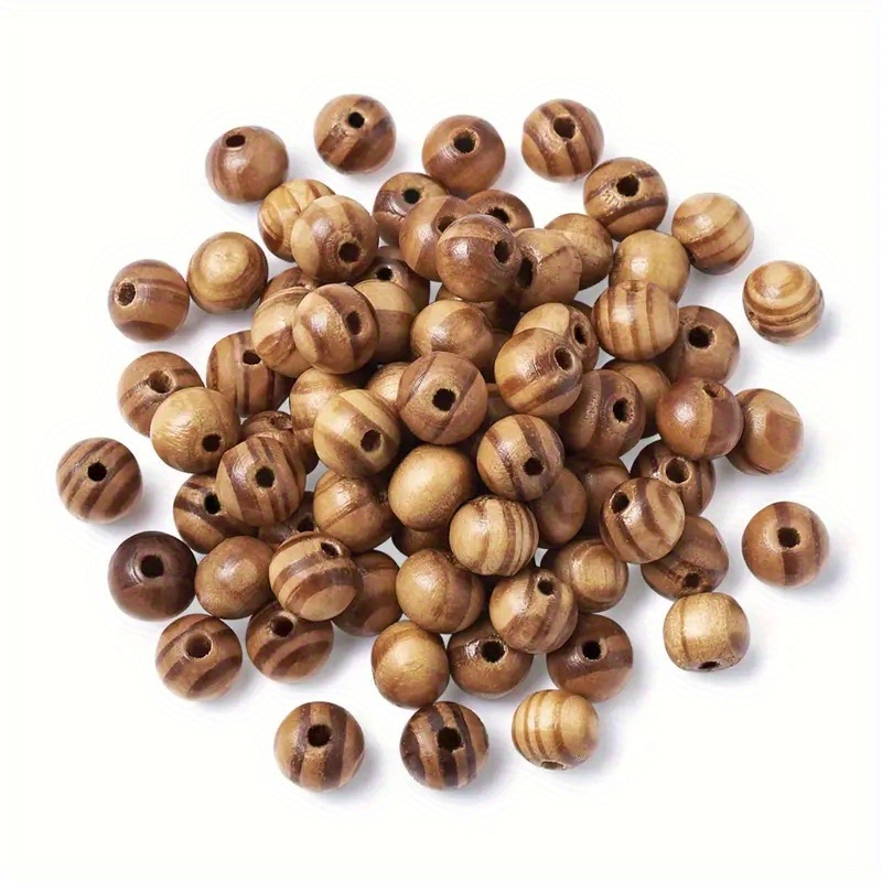 100pcs 200pcs Wooden Striped Round Spacer Beads For Making, Diameter 8mm 10mm Hole 2.5mm, For Bracelet Necklace Jewelry Craft Supplies