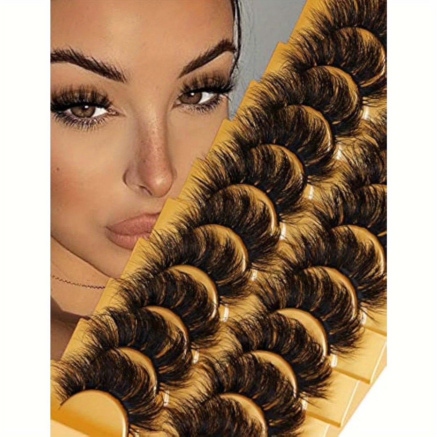 

10 Pairs Luxurious Mink Eyelashes - Fluffy, 8d Volume, 20mm Long C- Strip Lashes | Reusable Fake Extensions