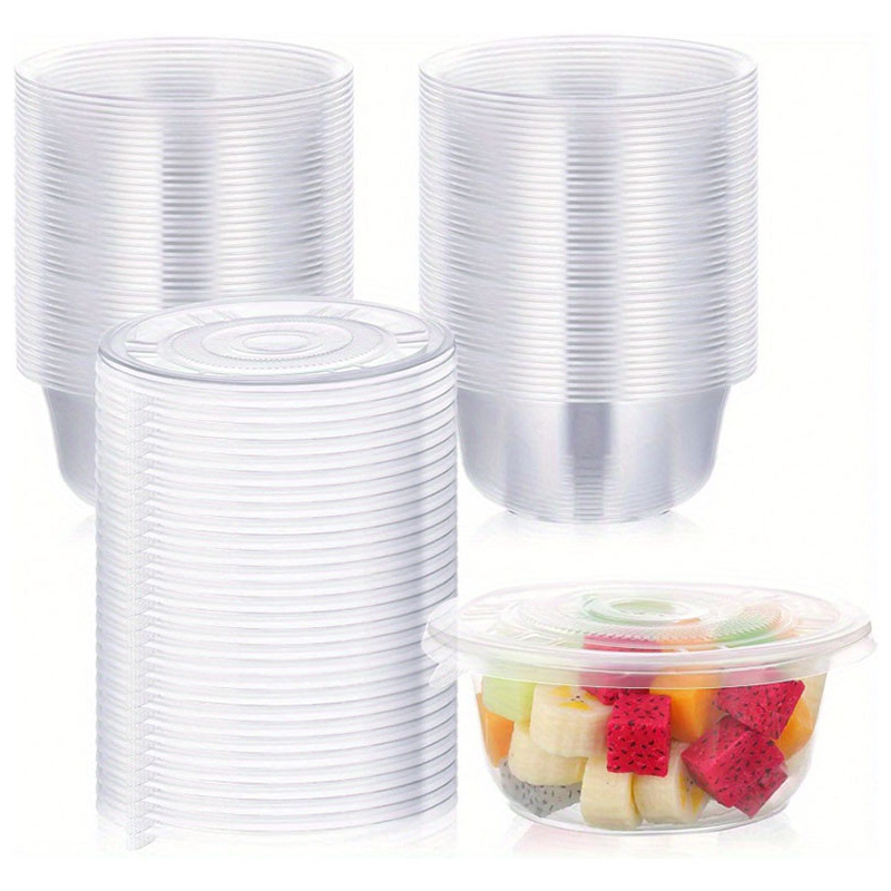 lot de 30   à salade en plastique transparent   de 16oz avec couvercles - parfaits pour soupe, fruits, préparation de repas & catering