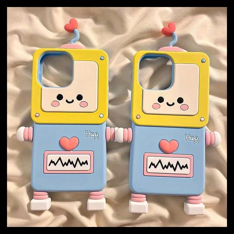 

Fun Three-dimensional Cartoon Love Robot Suitable For All-inclusive Fall Protection Case Creative Niche For 15 14 13 12 11 Pro Plus Max