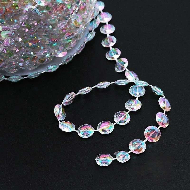 

Acrylic Crystal Gem Bead Strand, 196.85 Inch Iridescent/opaque Garland, Glam Style Decorative Stones For Wedding Bouquet, Party Decoration, Jewelry Crafting