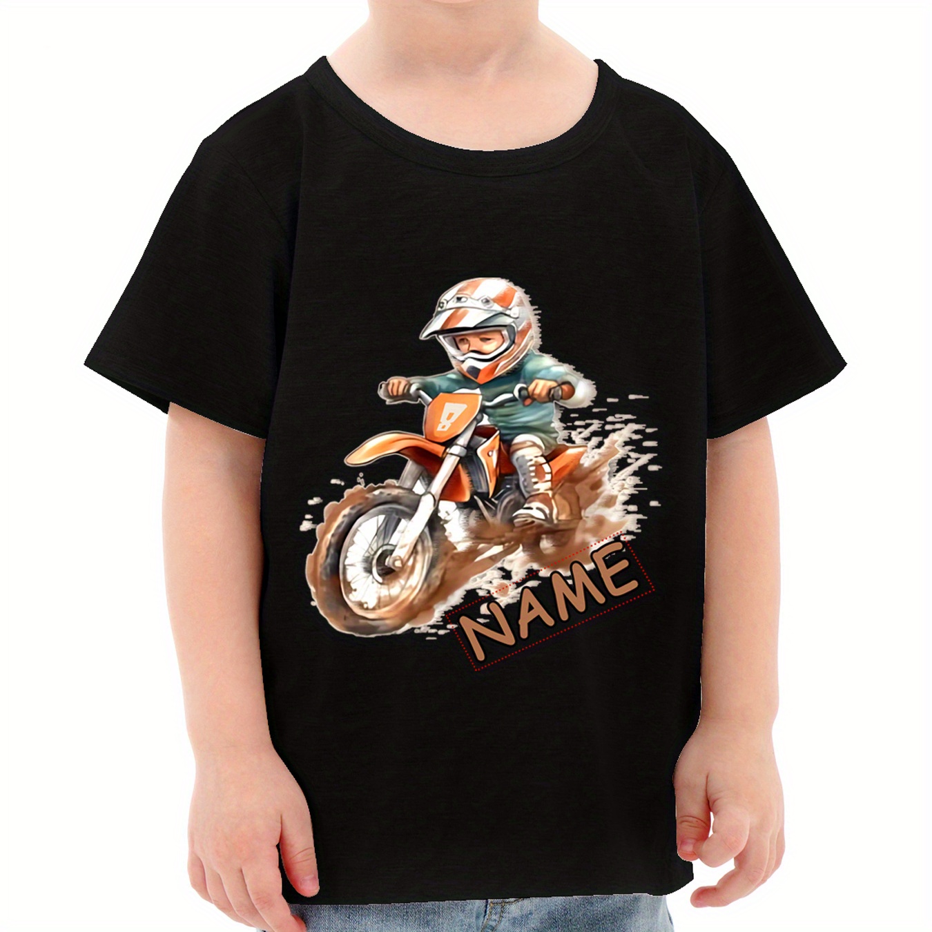 

Cute Cartoon Motorcycle Driver Print T-shirt- Engaging Visuals, Casual Short Sleeve T-shirts For Boys - Cool, Lightweight And Comfy Summer Clothes! Boy's Personalized Clothing