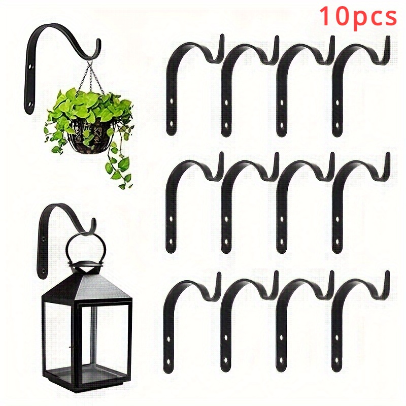 

10pcs, Black Iron Wall Hooks, 3mm Thickness, 1.57"x2.28" Size, Heavy-duty For Hang Plant Baskets, Lanterns, Clothing For Home Garden Decor Accessories