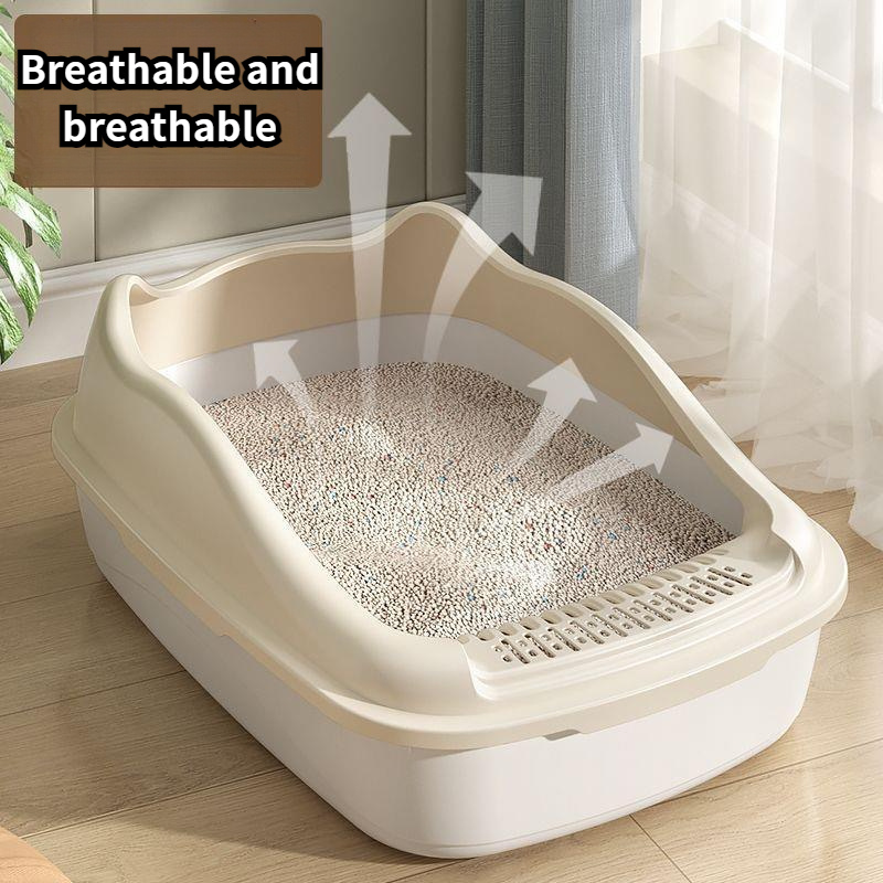 

Extra-large Semi-enclosed Cat Litter Box With Anti-splash Design, Includes Scoop - Durable Polypropylene