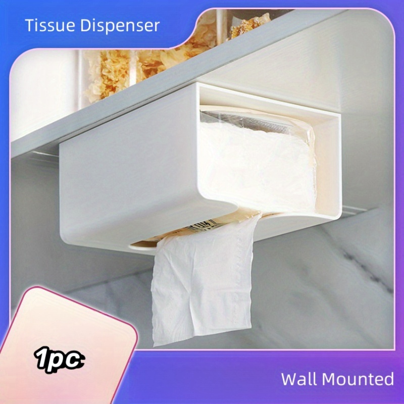 

1pc Tissue Box Holder, Wall Mounted Tissue Dispenser Container, Bathroom Hanging Tissue Storage Rack, Compatible With Facial Tissues, Toilet Paper, Napkin Paper Boxes