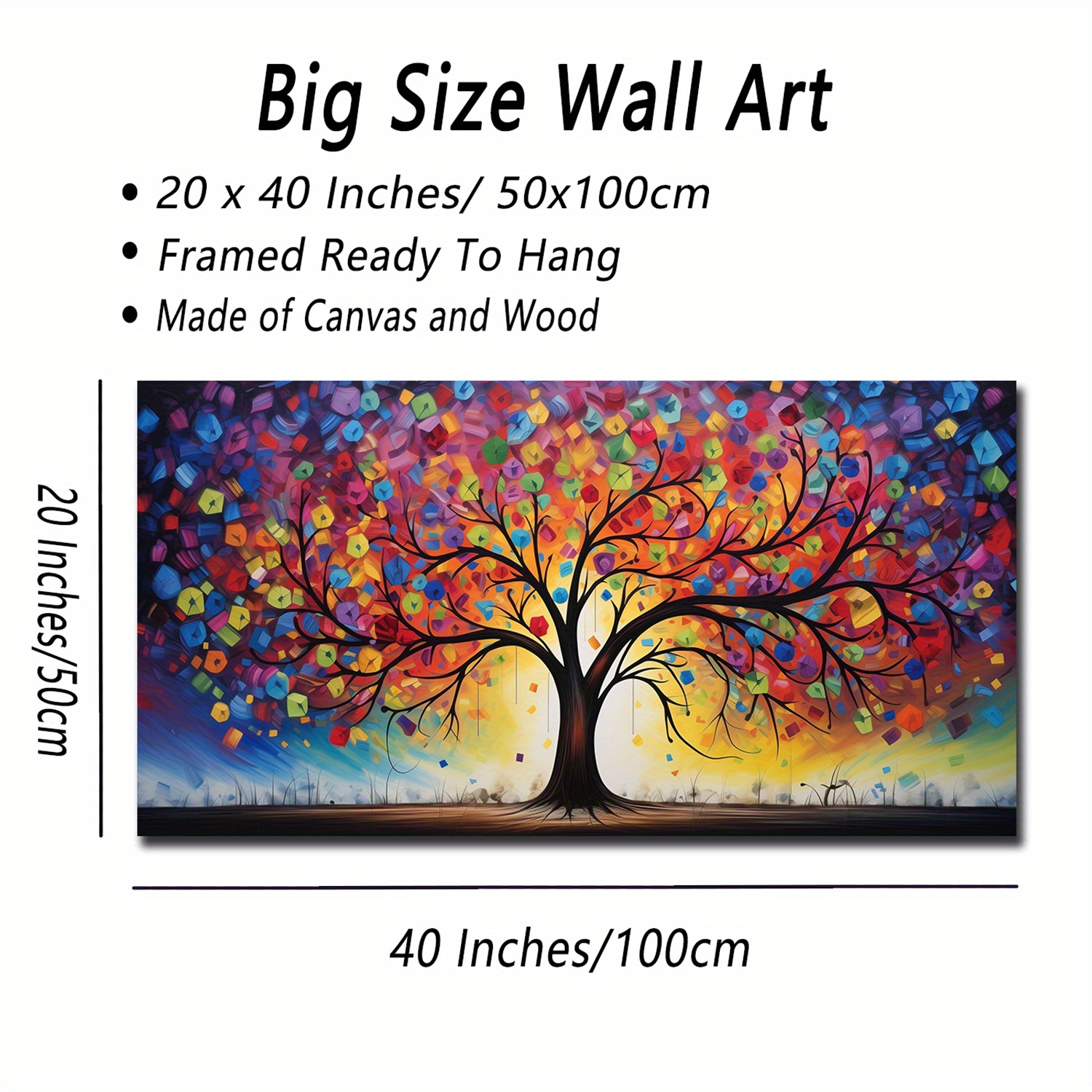 TEMU 1-panel Forest Landscape Wall Art - Framed Canvas Painting With , Wrap-around Wood Frame, Horizontal Natural Scenery For Living Room, Bedroom,