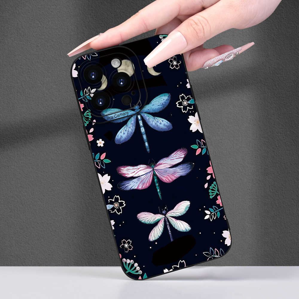 

Colorful Dragonfly Sandblasted Painted Tpu Shockproof Phone Case For 15/14/13/12/11/xs/xr/x/8/7/se2/se3/plus/pro Max, Perfect As An Easter Gift For Your Girlfriend, Boyfriend, Friend, Or Yourself