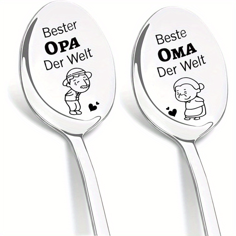 TEMU 2pcs Coffee Spoon With Engraving, Grandma And Grandpa Easter Gifts, Grandpa Gifts For Birthday Fathers Day Funny Dad's Ice Cream Shovel Spoon,