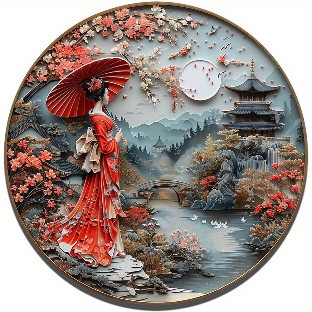 

1pc, 8x8 Inch 2d Round Aluminum Flat Sign,woman Kimono Decoration Art Office Room Home Door Decorations,mother's Day Gift,thanksgiving Day Gift,kimono Lovers,wall Art Decor Plaque Farmhouse Sign