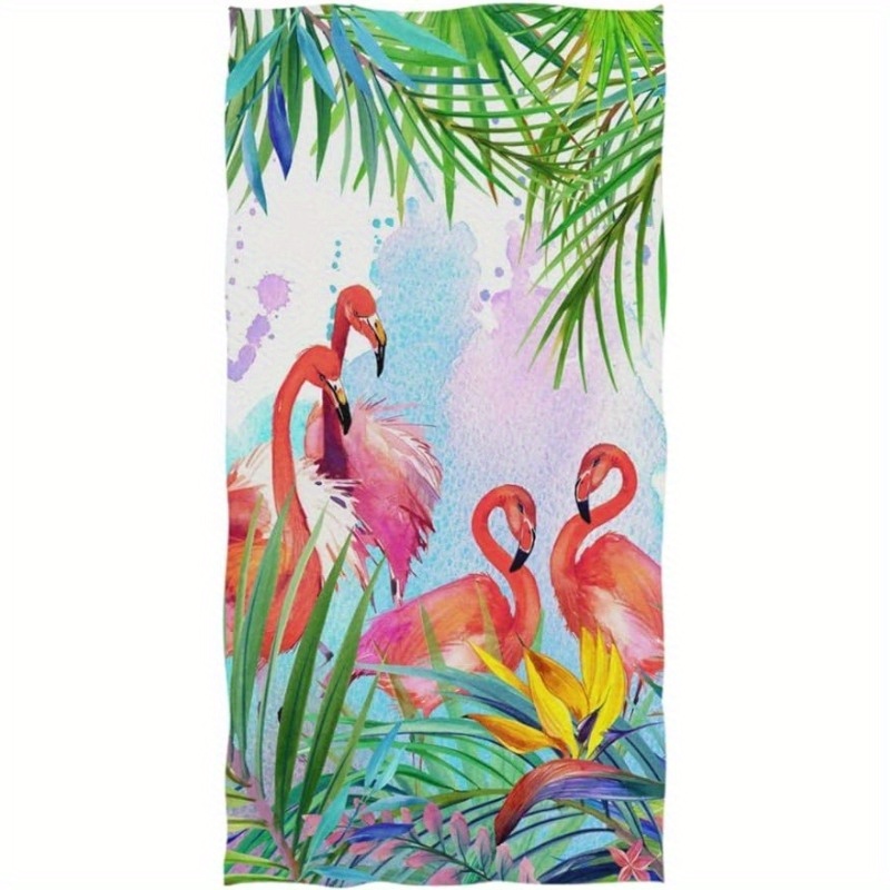 

1pc, Hand Towel, Tropical Theme Flamingo Printed Kitchen Hand Towels, Ultra-soft Microfiber Decorative Dish Cloths, Absorbent Drying Towels For Kitchen Decor & Cleaning