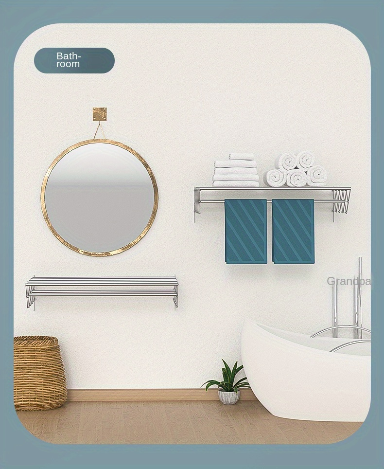 1pc towel clothes drying rack home folding adjustable radiator hanging rack   and storage supplies for bathroom balcony Product details 4