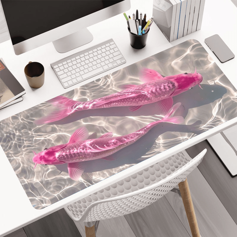 

Brocade Carp Water Large Mouse Pad - Non-slip Rubber Base, Edge, Oblong Gaming Desk Mat For Computer Keyboard - 31.4x15.7in