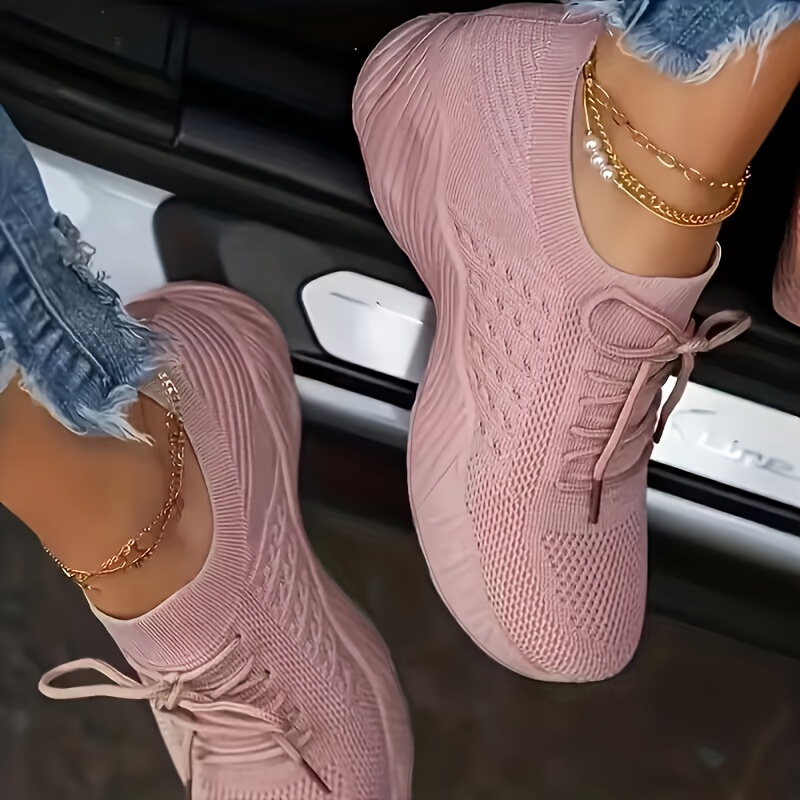 

Women's Knitted Sports Shoes, Casual Comfortable Low Top Running & Walking Trainers, Breathable Outdoor Sneakers