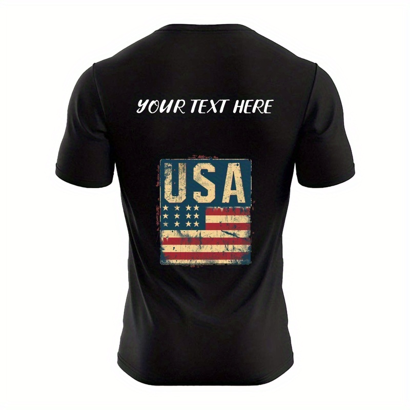 

Custom T-shirt, Personalized Tees For Men, Usa Print, Casual Short Sleeve Custom Printed T-shirt For Summer