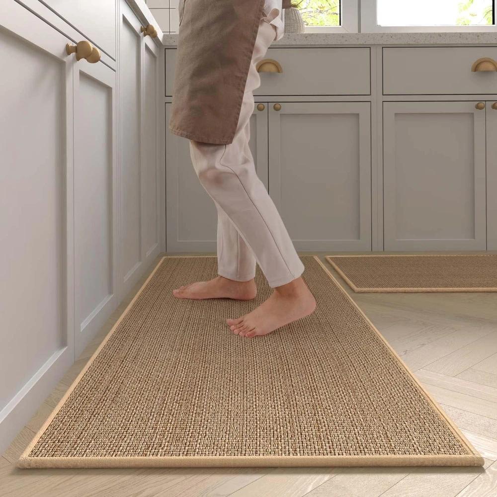 

Washable Non-slip Kitchen Rug Sisal Running Rug, Woven Kitchen Mat Kitchen Runners With Back Natural Rubber