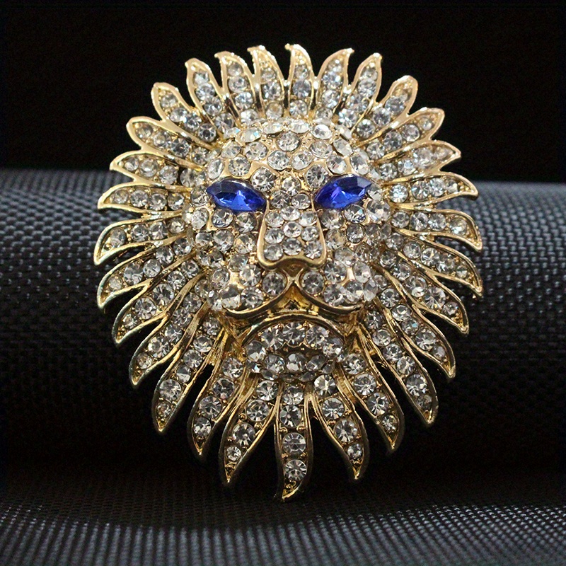 

Luxury Vintage Style Unisex Domineering Lion Brooch Pin, Full Of Rhinestones, Exaggerated Design, Exquisite Clothing Accessory For Men And Women