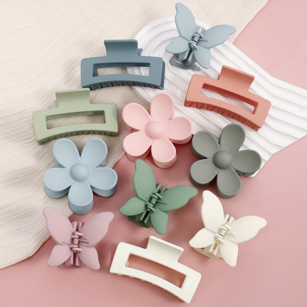 

11pcs Matte Candy-colored Hair Claw Clips Set, Flower & Butterfly Design, Shark Clip, Stylish Elegant Cute Hair Accessories For Women, Suitable For Thick & Fine Hair