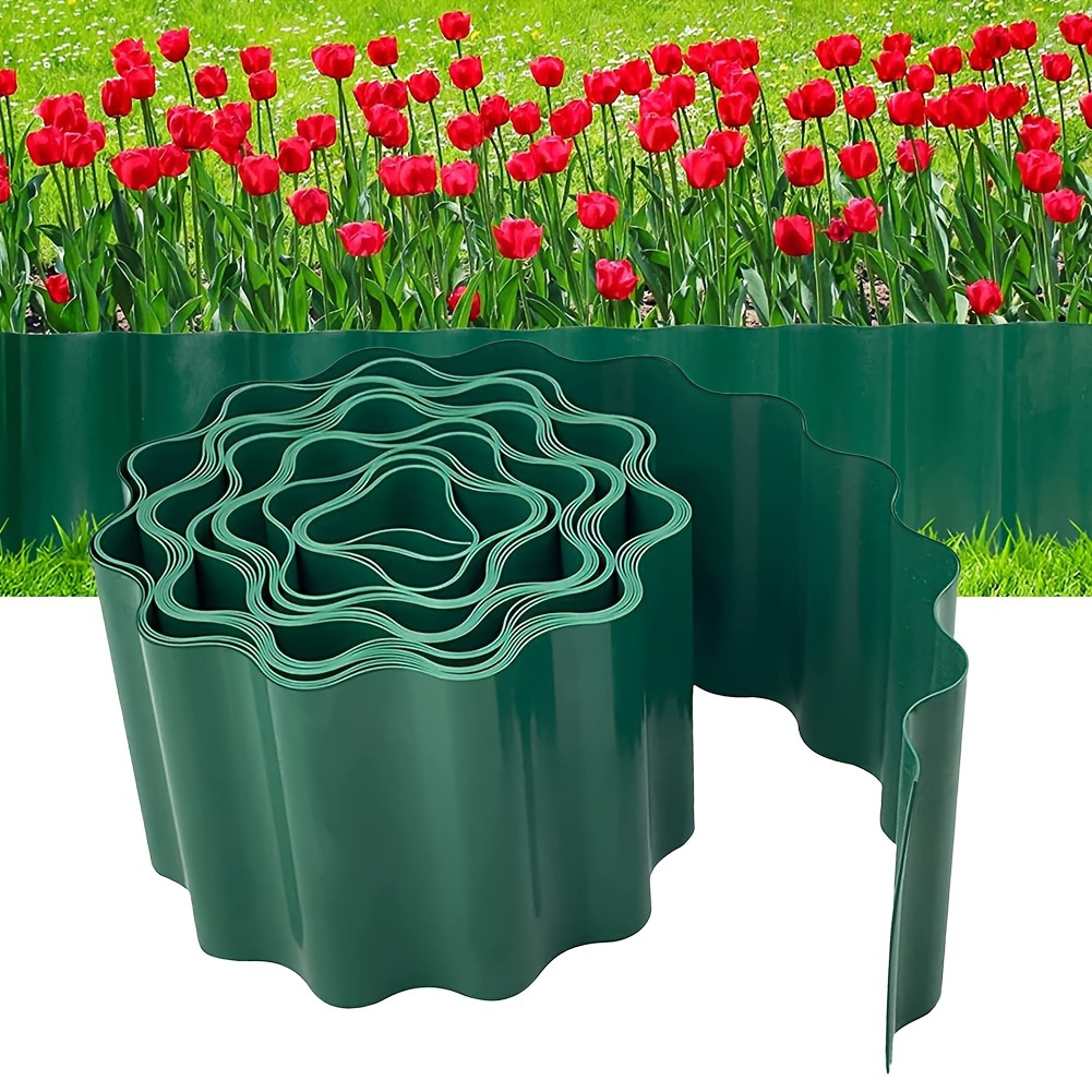 

1pc, Green Flexible Garden Edging, 10cm X 9m Corrugated Lawn Border, Durable Pp Material, Easy To Cut, Decorative Outdoor Landscaping, Flower Bed And Yard Barrier Fence