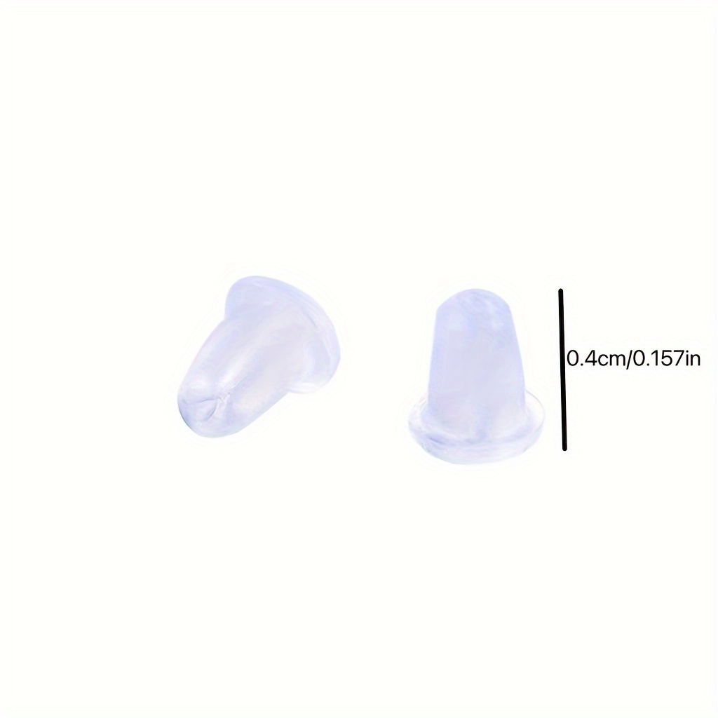 100pcs Earring Rack Silicone Earring Pin Backs Ear Stud Soft Transparent Plastic Silicone Bullet Clutch Earrings Backing for Earrings Safety Accessories