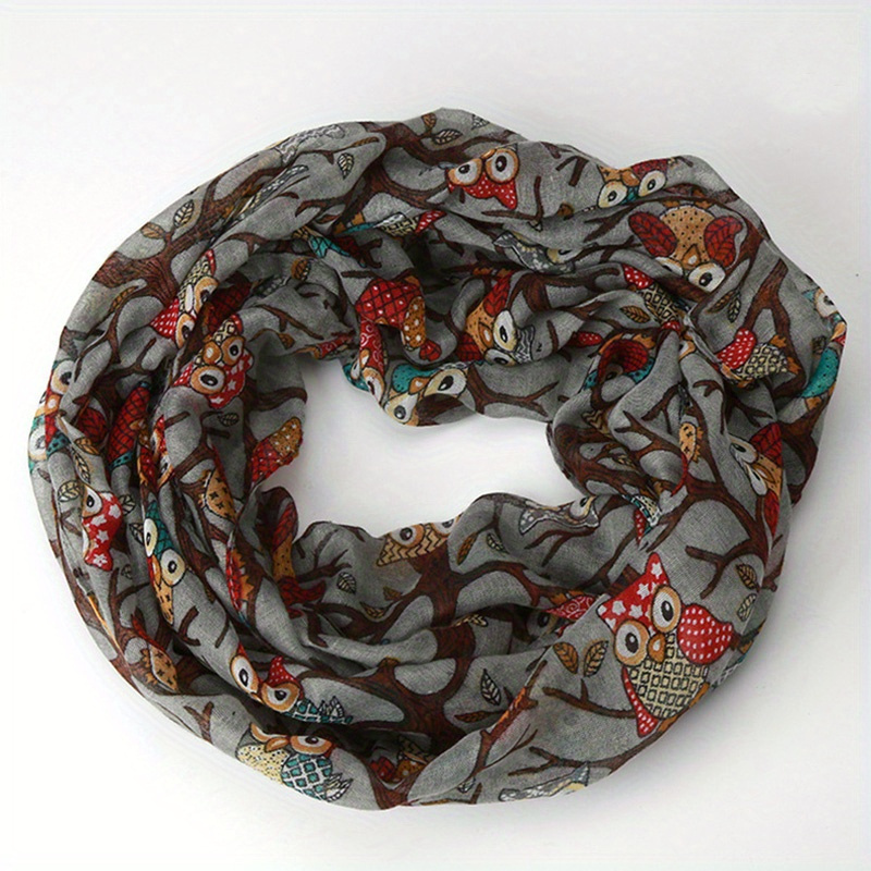 Image of Vintage Owl Bali Yarn Scarf Thin Y Breathable Neck Scarf Casual Ladies Personality Sunscreen Decoration Scarf