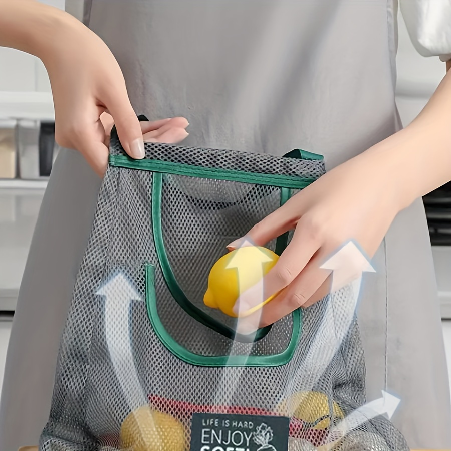 1pc versatile kitchen storage bag for fruits vegetables wall mounted organizer for garlic ginger onions breathable mesh design details 0