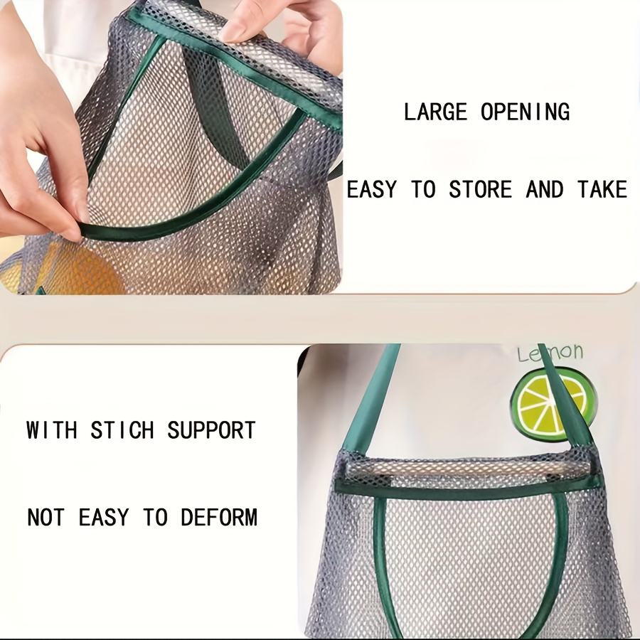 1pc versatile kitchen storage bag for fruits vegetables wall mounted organizer for garlic ginger onions breathable mesh design details 5