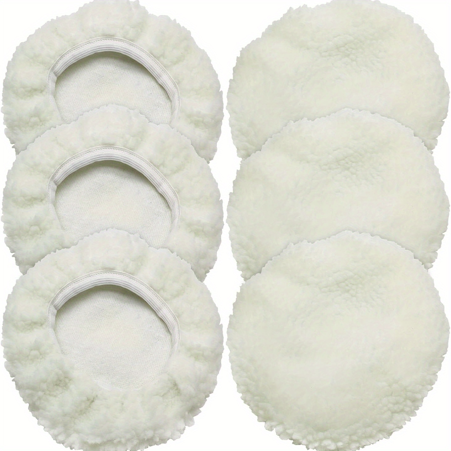 

6pcs White Polishing Waxing Pad Set, 5-6 Inches Soft Fabric Car Cleaning Supplies For Detailing And Polishing