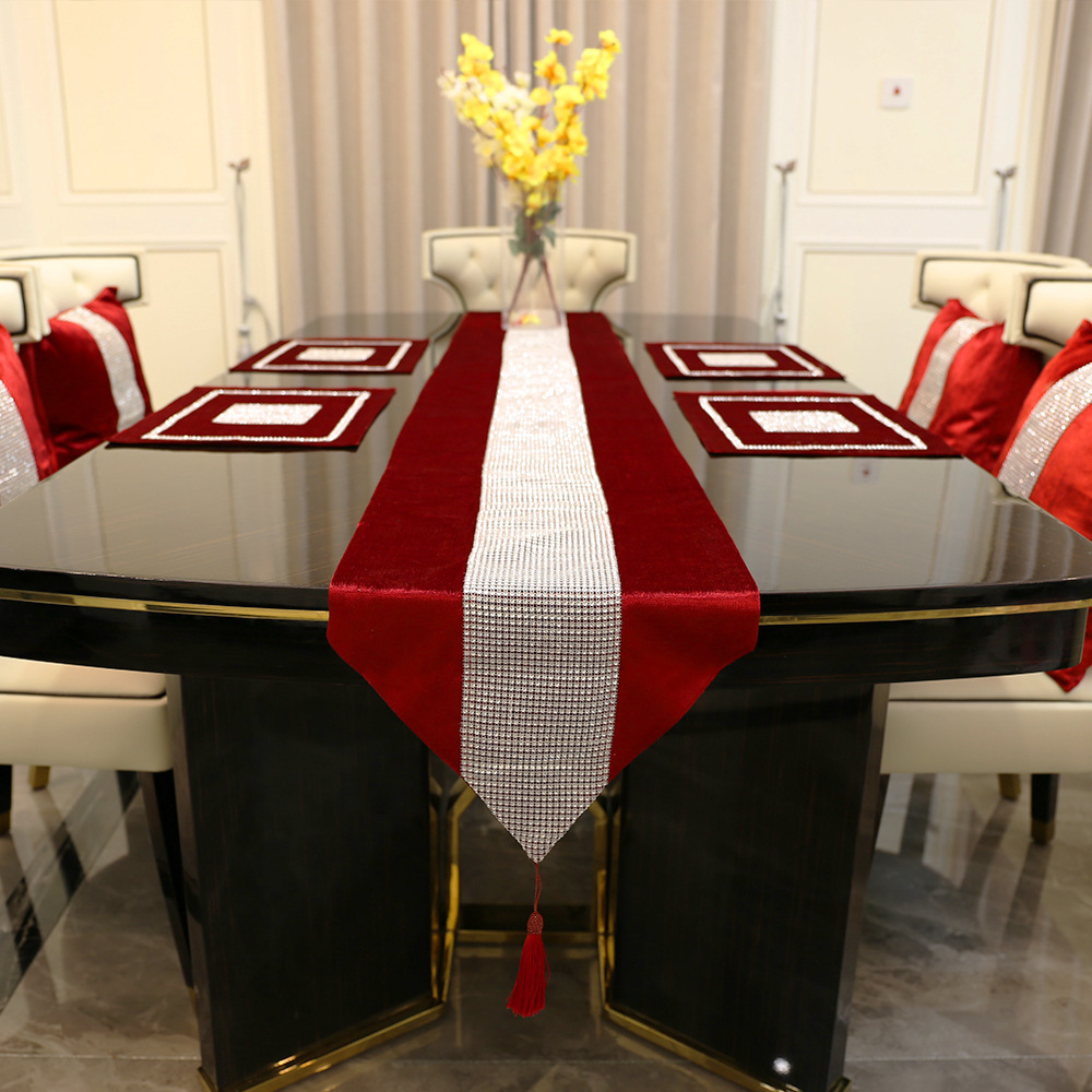 E-shop 13 x 70 Zoll Glam Tischläufer mit Diamantstreifen, Rechteckige Esstisch-Tischläufer für Küche, Party, Hochzeit, Festival, Weihnachtsdekoration
